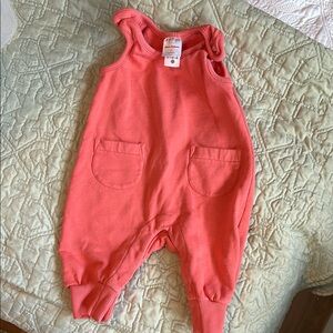 Baby Bright Salmon Pink Hanna Andersson French Terry Overalls